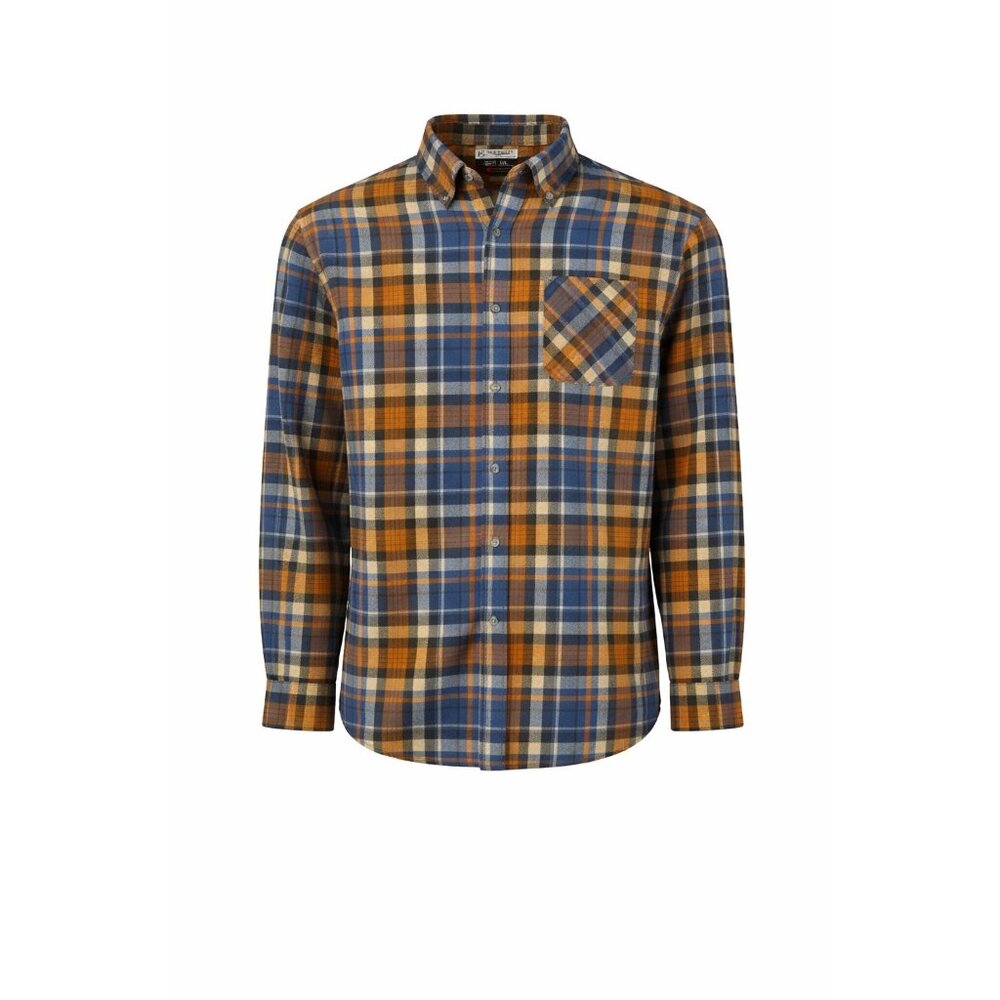 Magellan Outdoors Canyon Creek Plaid‎ Flannel Shirt 3XL Blue Orange Cotton